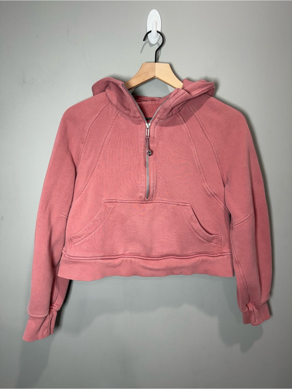 Lululemon Scuba Oversized Half Zip Cropped Hoodie Pink XS/S